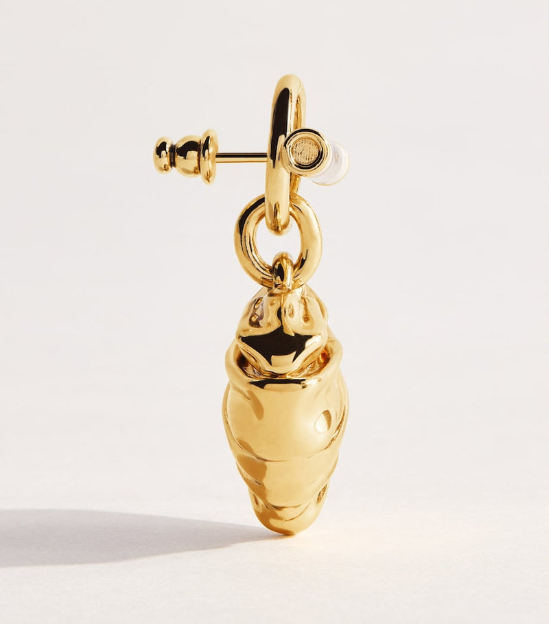 Chloé T-Bar Heart Drop Earrings in brass, UK version