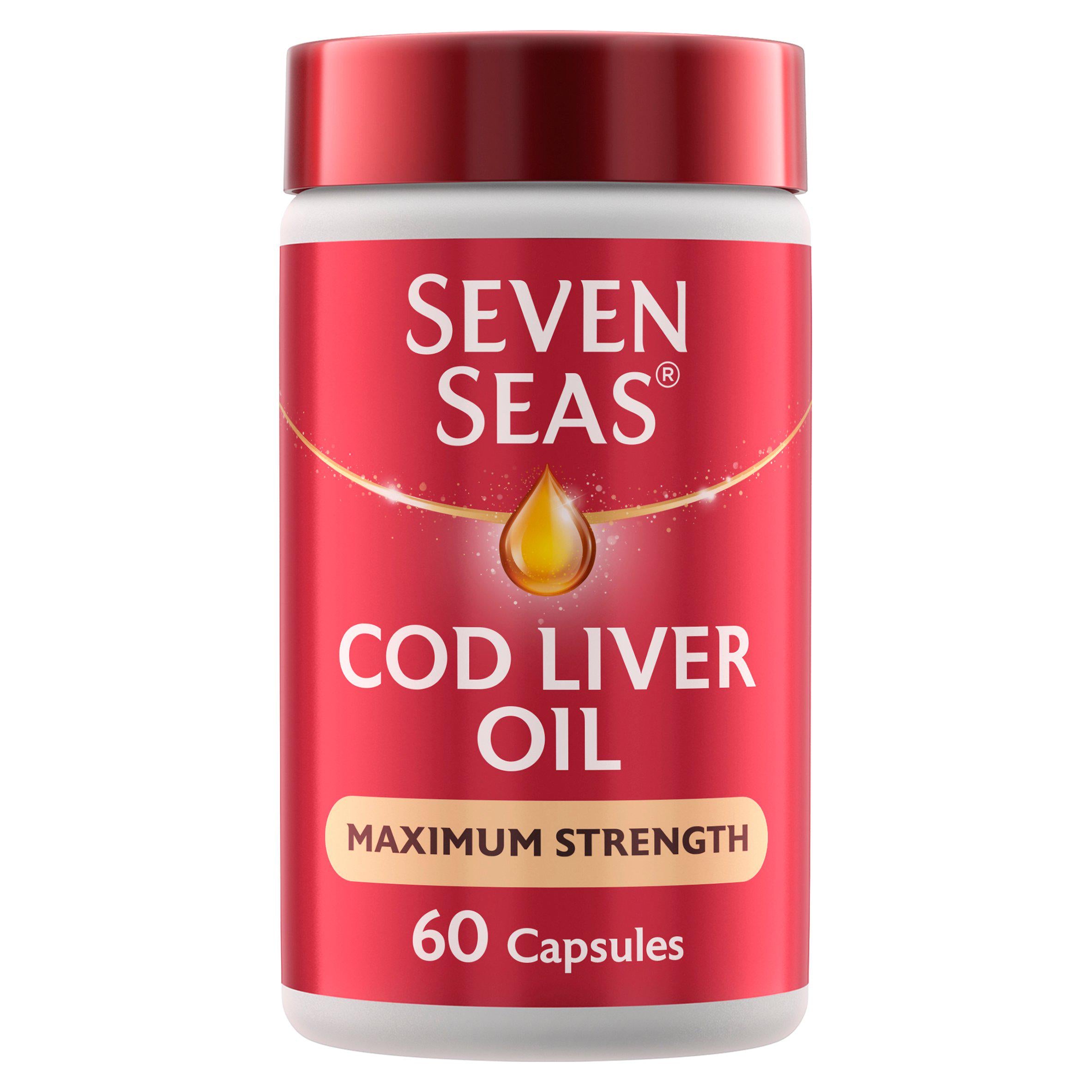 Seven Seas Cod Liver Oil Max Strength Omega-3 & Vitamin D 60 Capsules bone & joint care Sainsburys   
