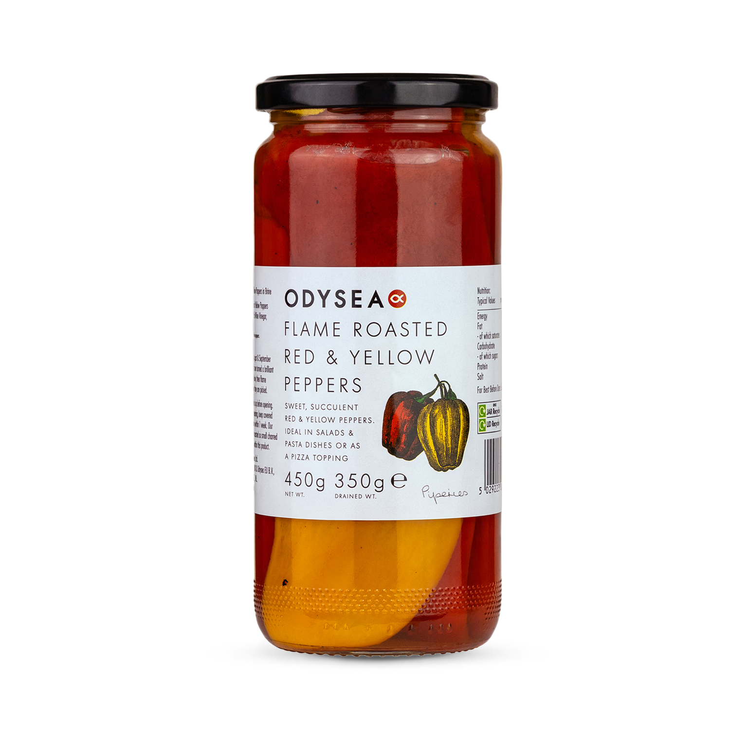 Odysea roasted red and yellow peppers 450g, UK version