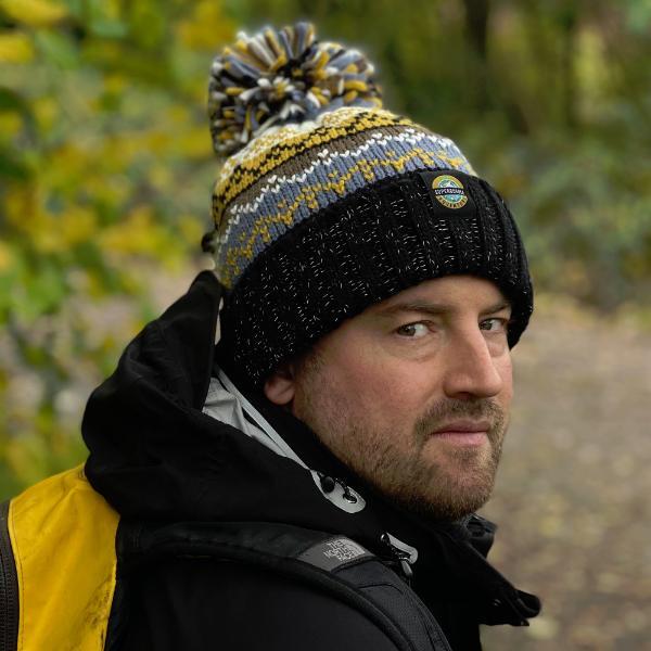 Superbobble bobble hat reflective Nordic knit Midnight Sun unisex, UK version