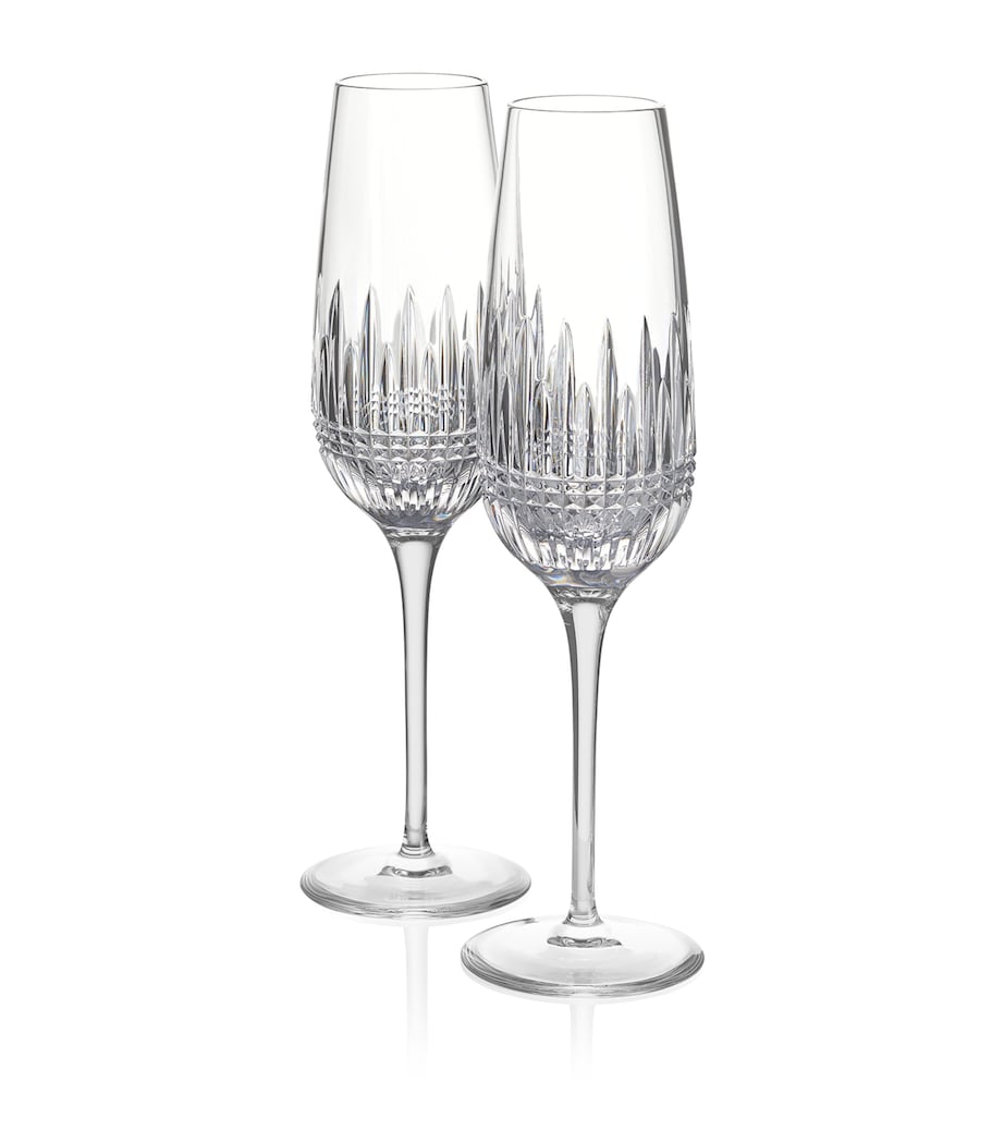 Waterford set of 2 diamond engraved champagne flutes 315ml (British brand)