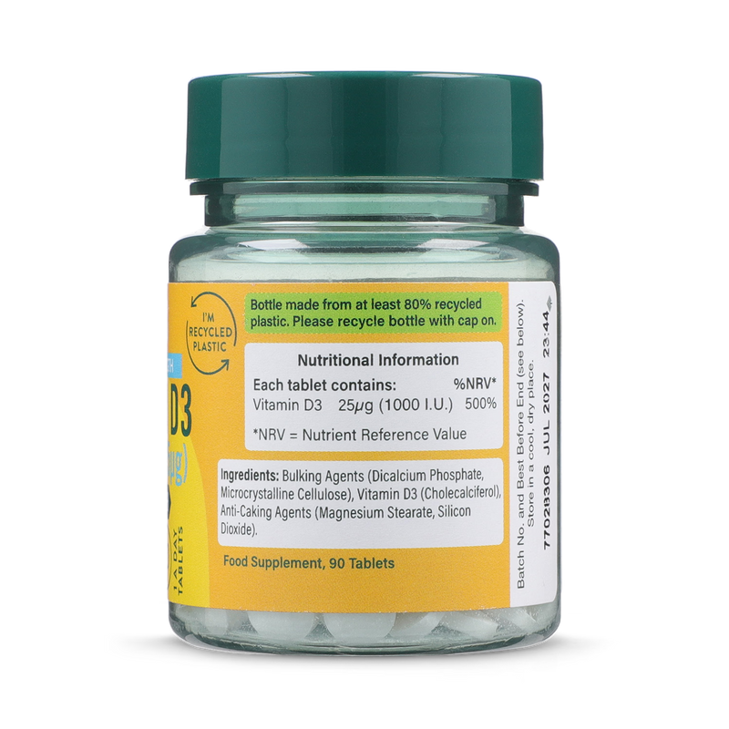 Holland & Barrett Vitamin D3 Tablets 1000 IU 90 count, UK version