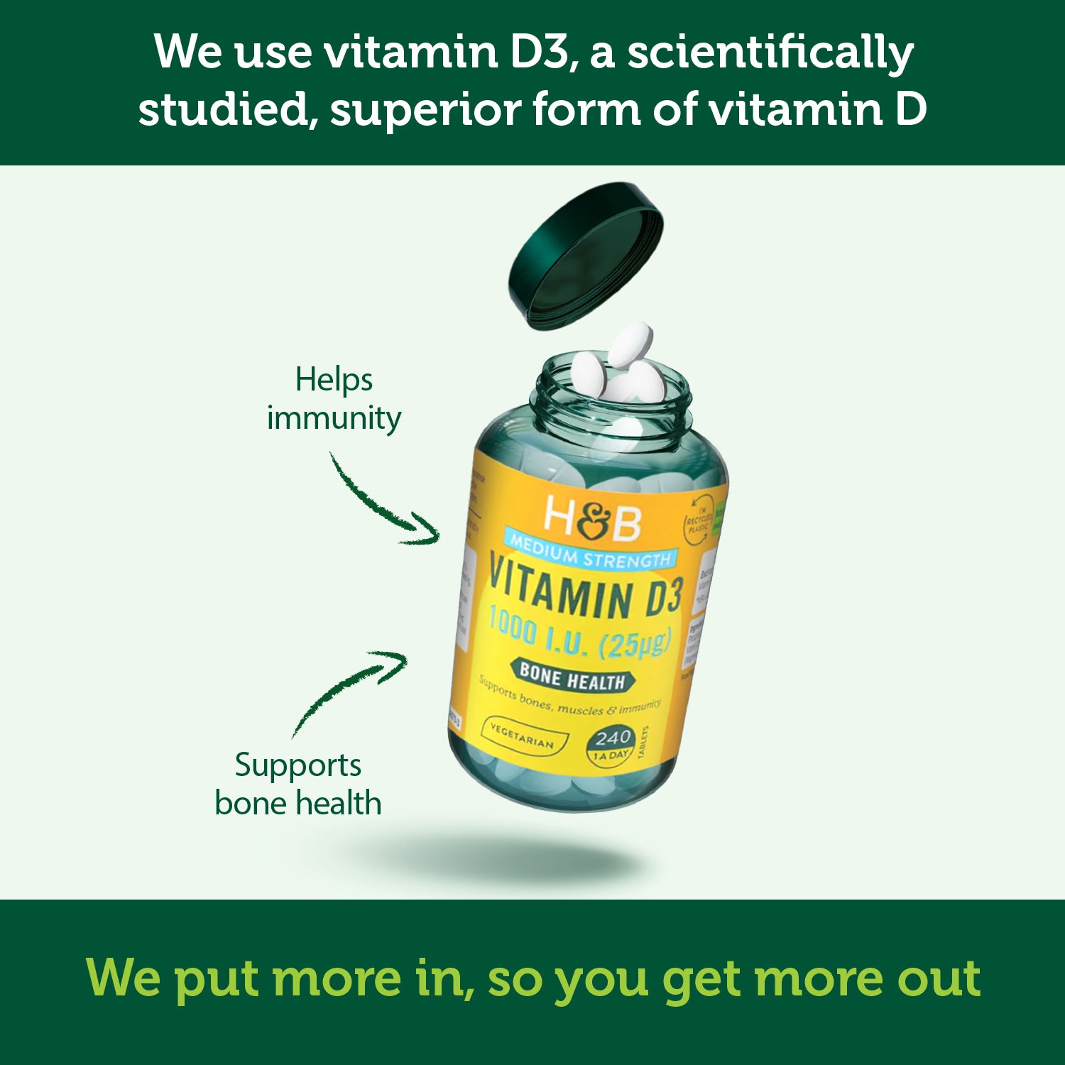 Holland & Barrett Vitamin D3 Tablets 1000 IU 90 count, UK version