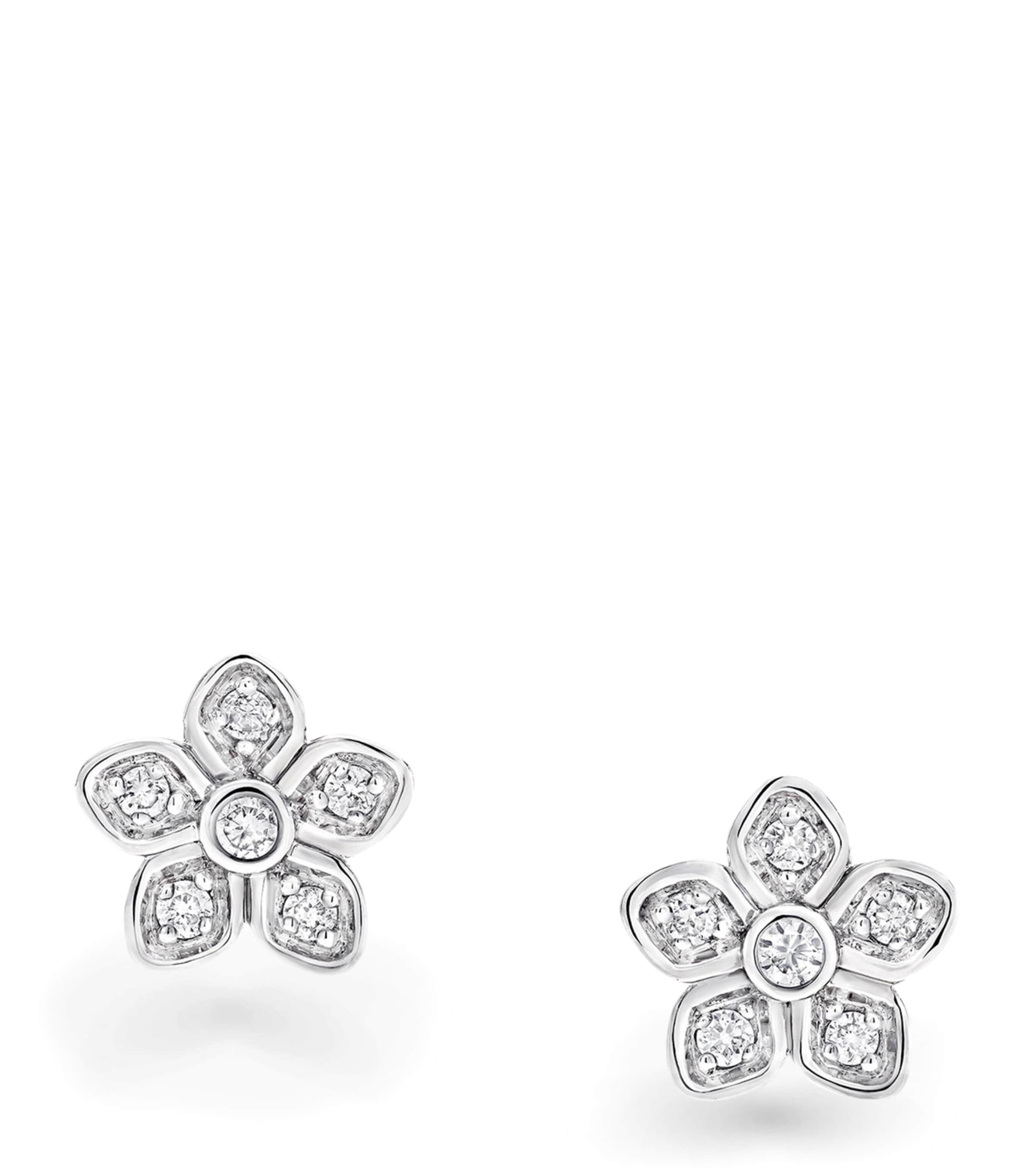 Graff white gold and diamond wild flower stud earrings, UK version