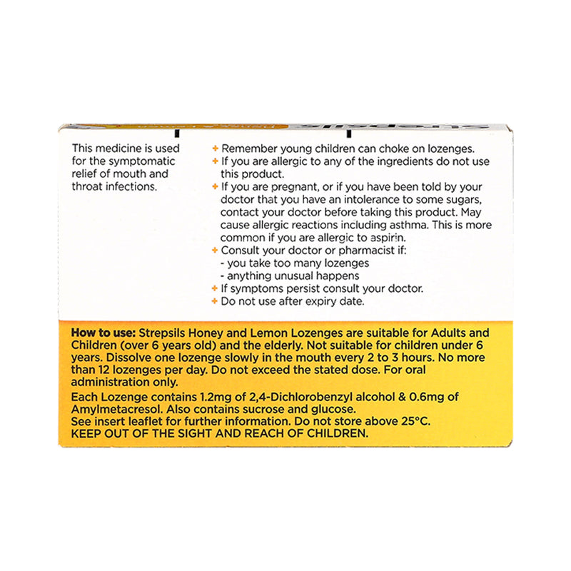 Strepsils Honey & Lemon throat lozenges 16 count (British brand)