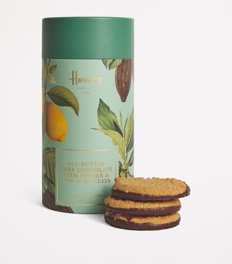 Harrods dark chocolate stem ginger and lemon biscuits 200g, UK version