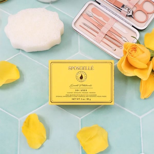 Spongellé Pedi Buffer Sweet Patchouli, imported from the UK