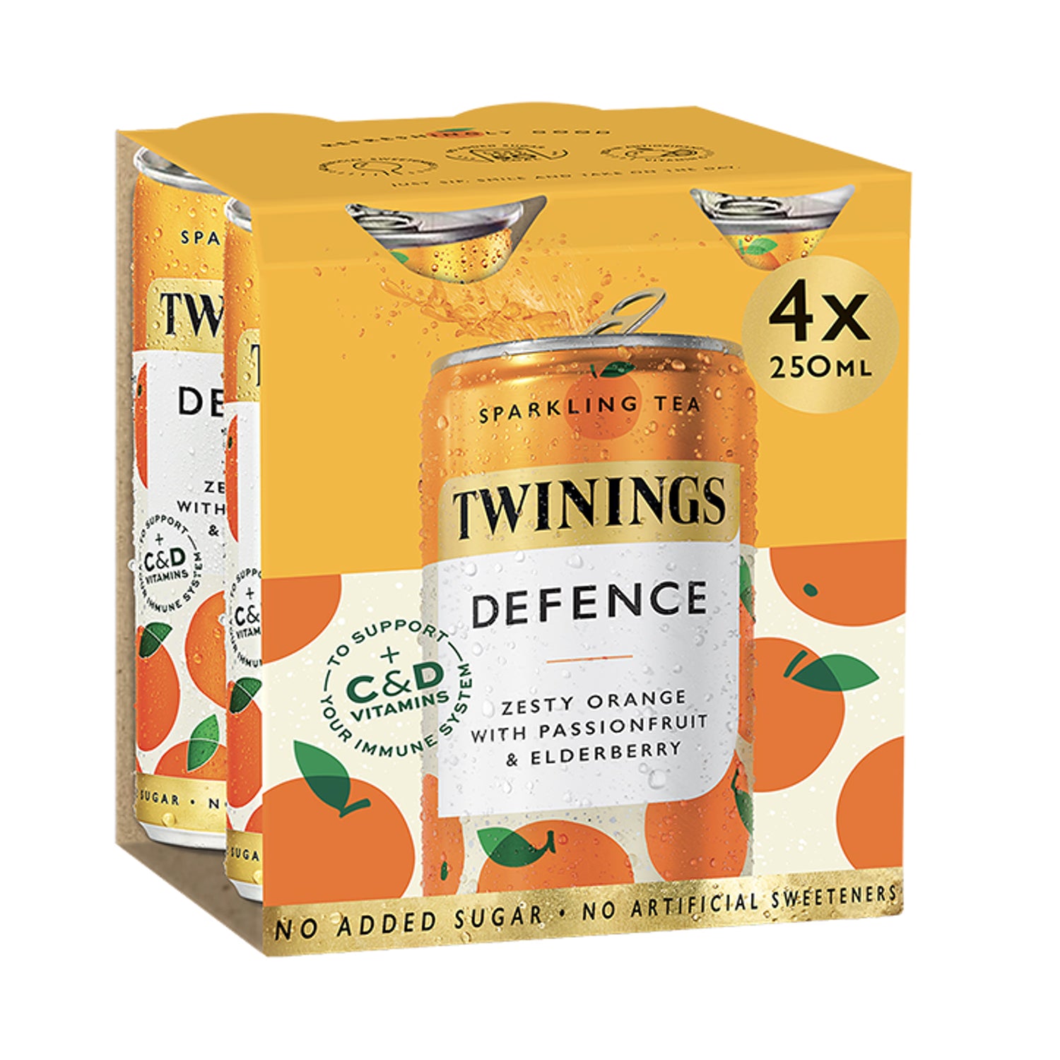 Twinings Defence Orange & Passionfruit Sparkling Tea 4x250ml - British product