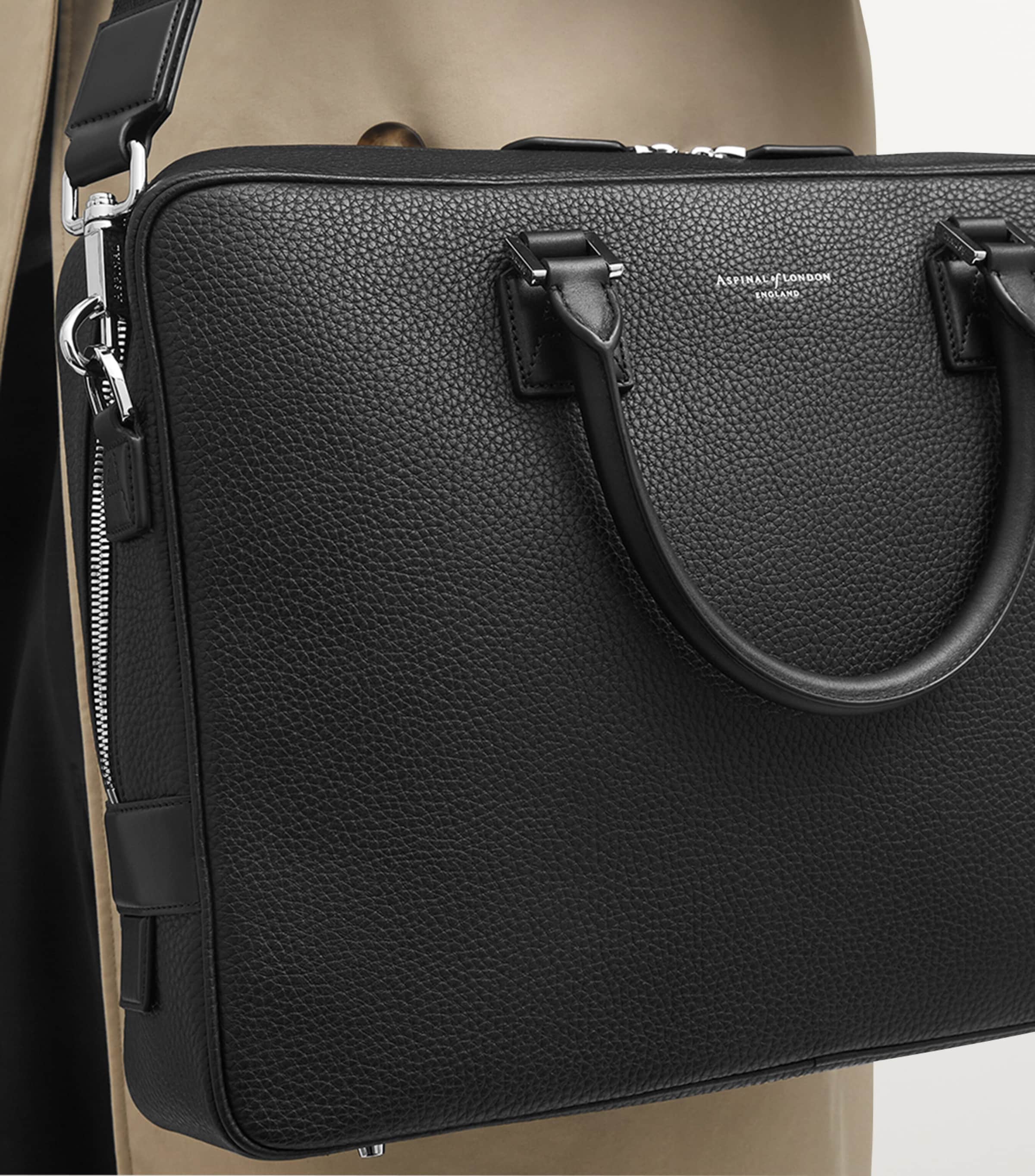 Aspinal of London Mount Street Leather Briefcase Bag (British brand)