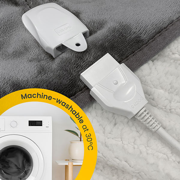 Cosi Home double fleece and sherpa electric heated throw in grey, British brand