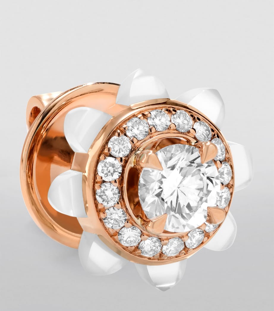 Marli New York rose gold diamond white agate earrings (British brand)