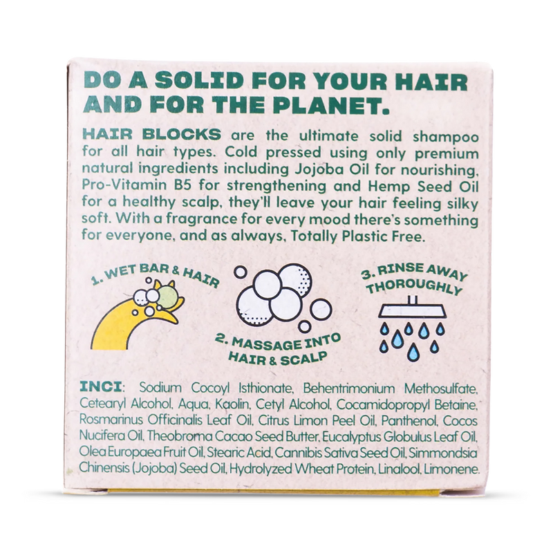 Hair Blocks solid shampoo bar Lemon Rosemary, UK version