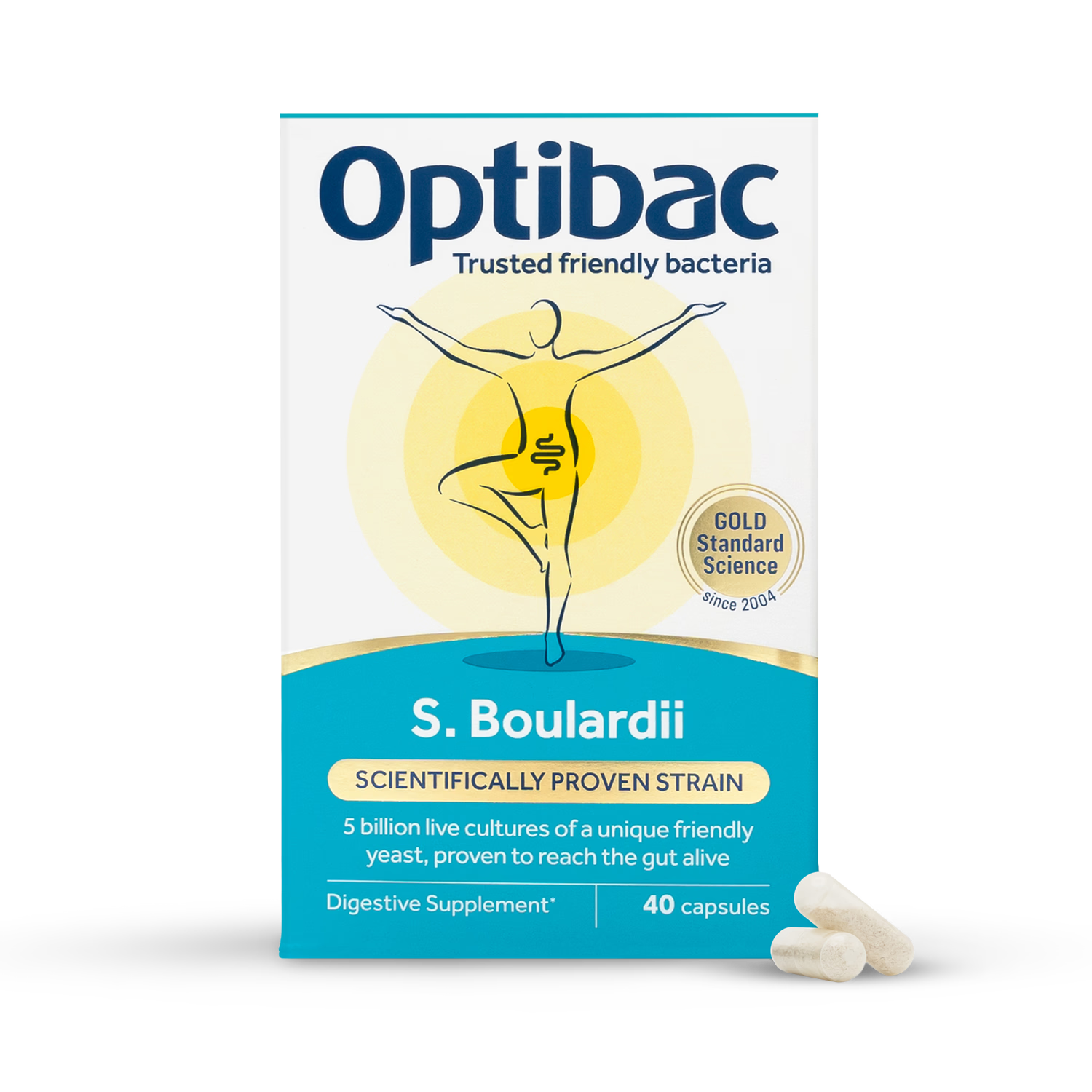 Optibac Saccharomyces Boulardii probiotic supplement 40 capsules - British product
