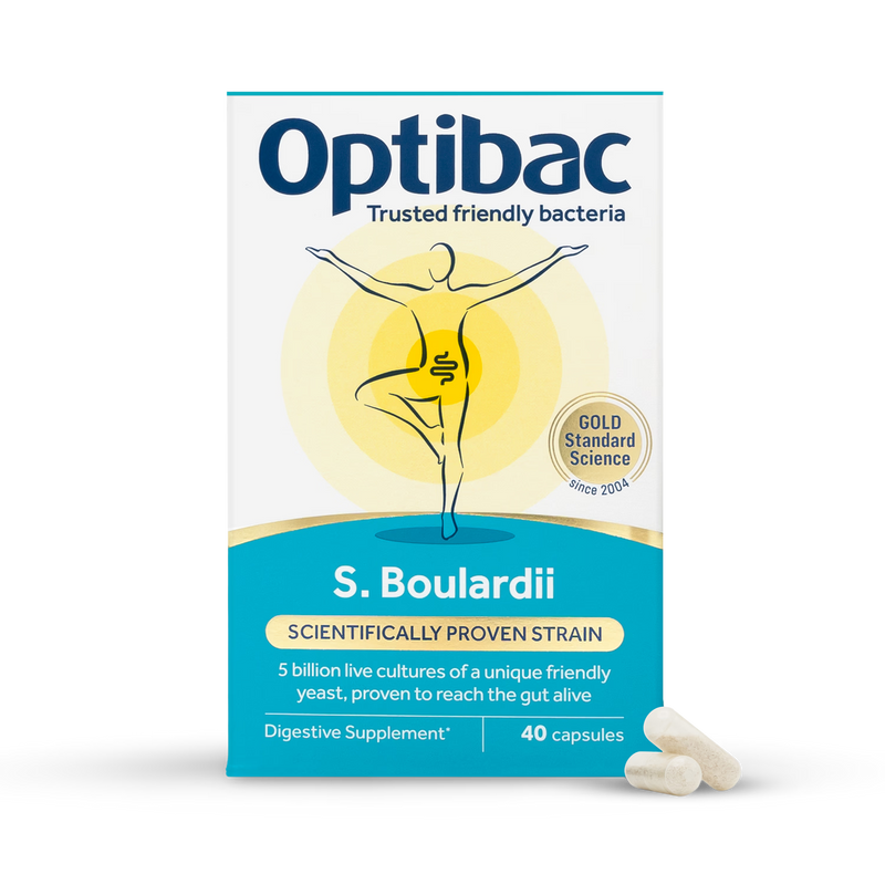 Optibac Saccharomyces Boulardii probiotic supplement 40 capsules - British product