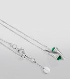 MARLI New York Cleo pendant necklace green agate diamonds 18kt white gold - British product