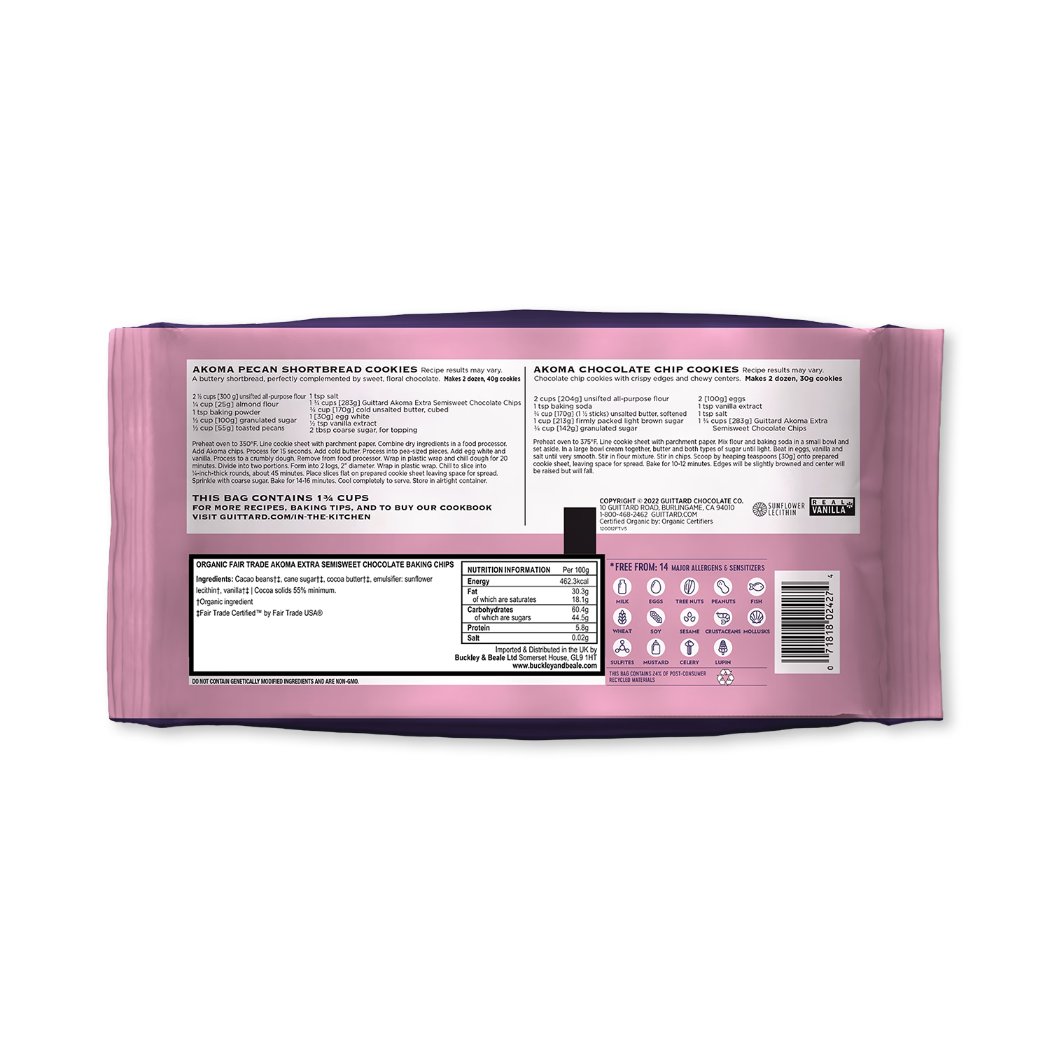 Guittard organic semisweet chocolate chips 283g, UK version