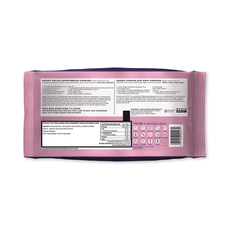 Guittard organic semisweet chocolate chips 283g, UK version
