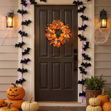 Livingandhome lighted maple leaves wreath 45cm, imported from the UK