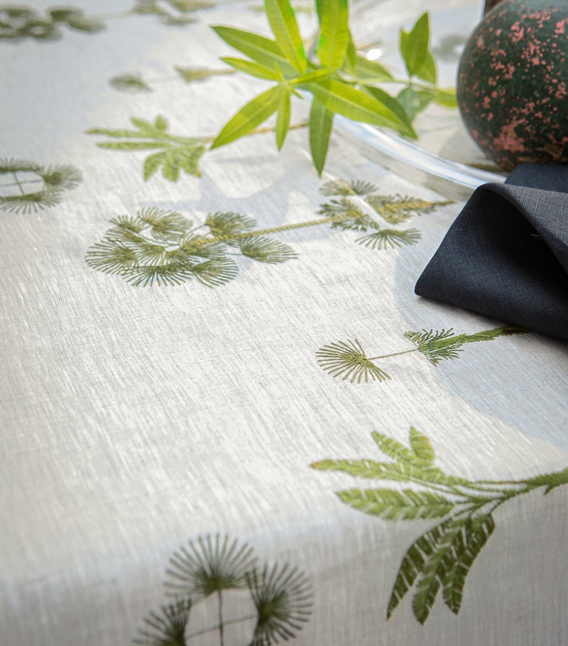 Alexandre Turpault Barbade palm print embroidered tablecloth 170cm x 320cm - British product