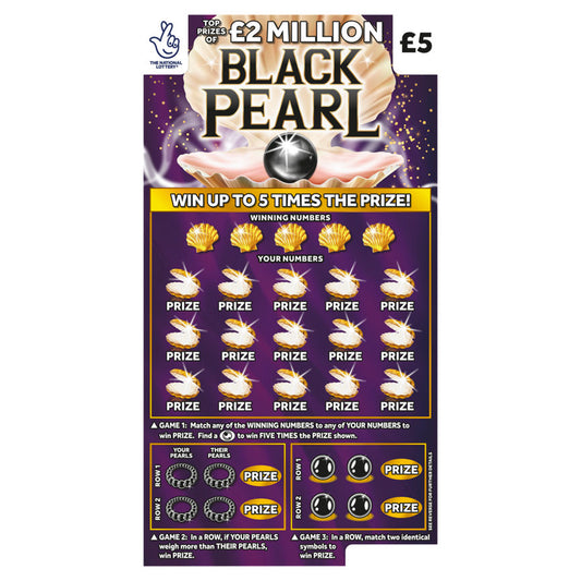 National Lottery £5 £2,000,000 Black Pearl Scratchcard Game GOODS ASDA   