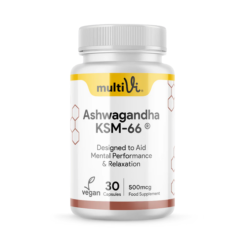 Multivi Ashwagandha Capsules 500mg supplement, UK version