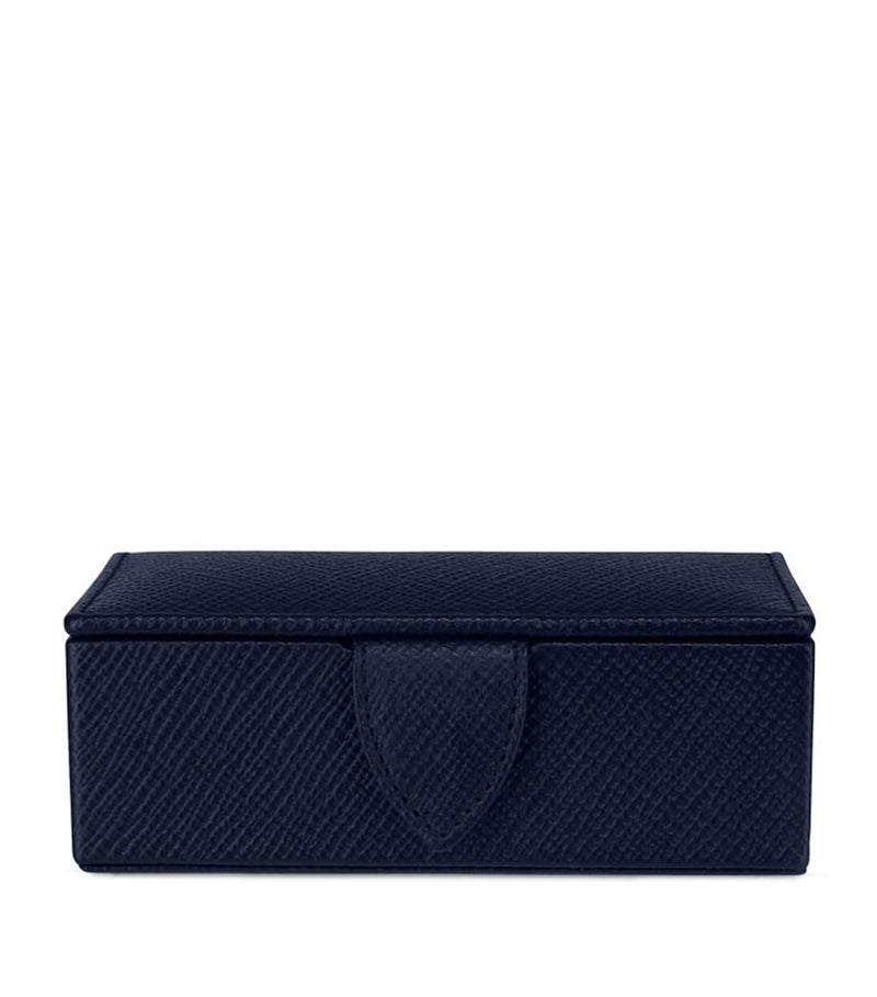 Smythson leather Panama cufflink box, UK version