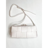 SVNX woven PU shoulder bag in cream, imported from the UK