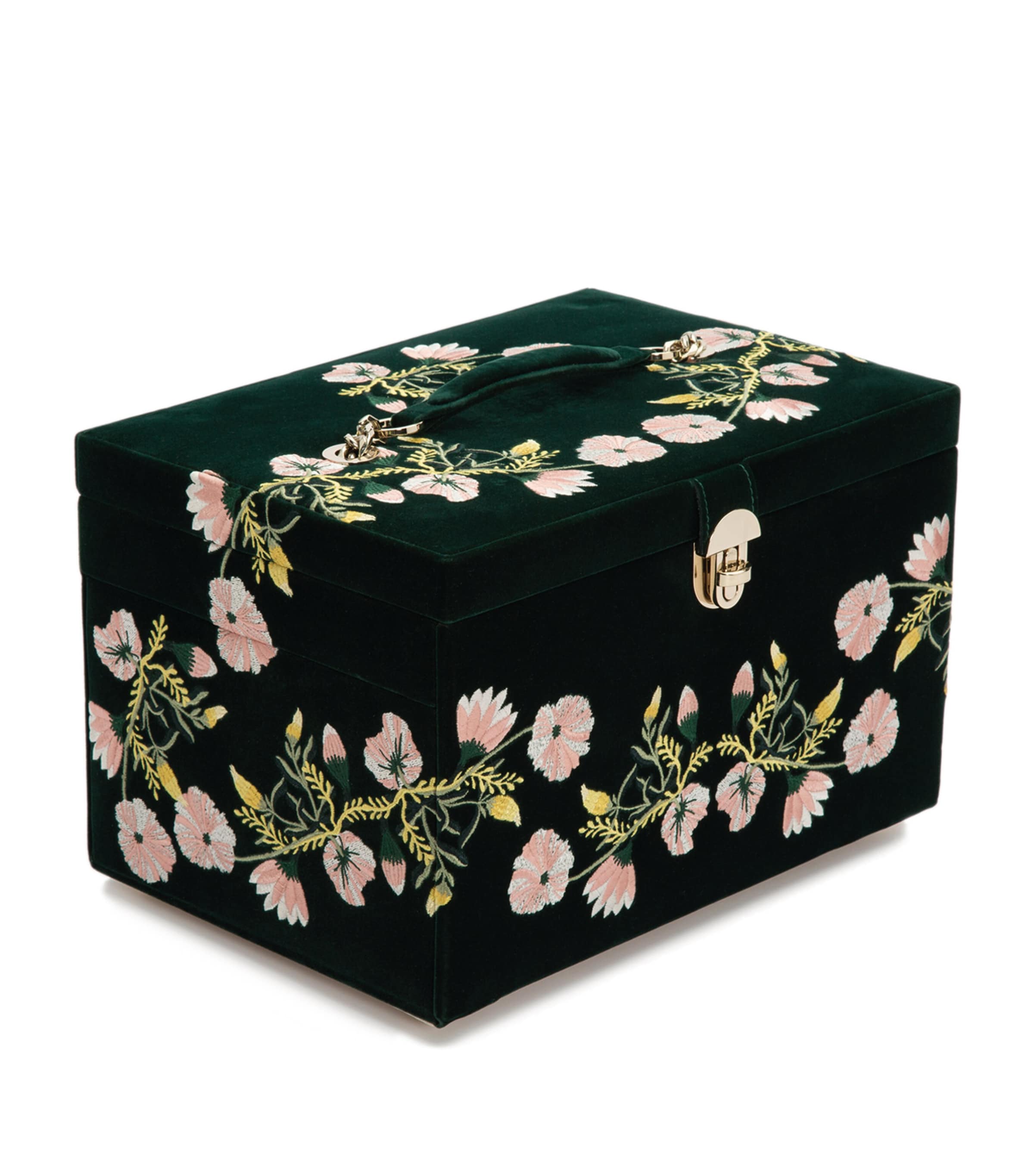 Wolf Zoe large jewellery box with floral embroidery, UK version