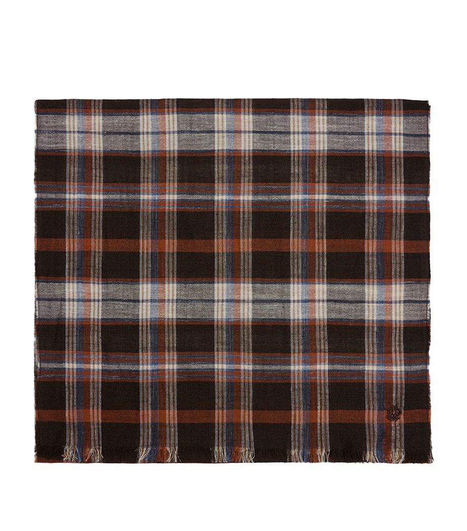 Dunhill tartan scarf in wool linen silk - British product