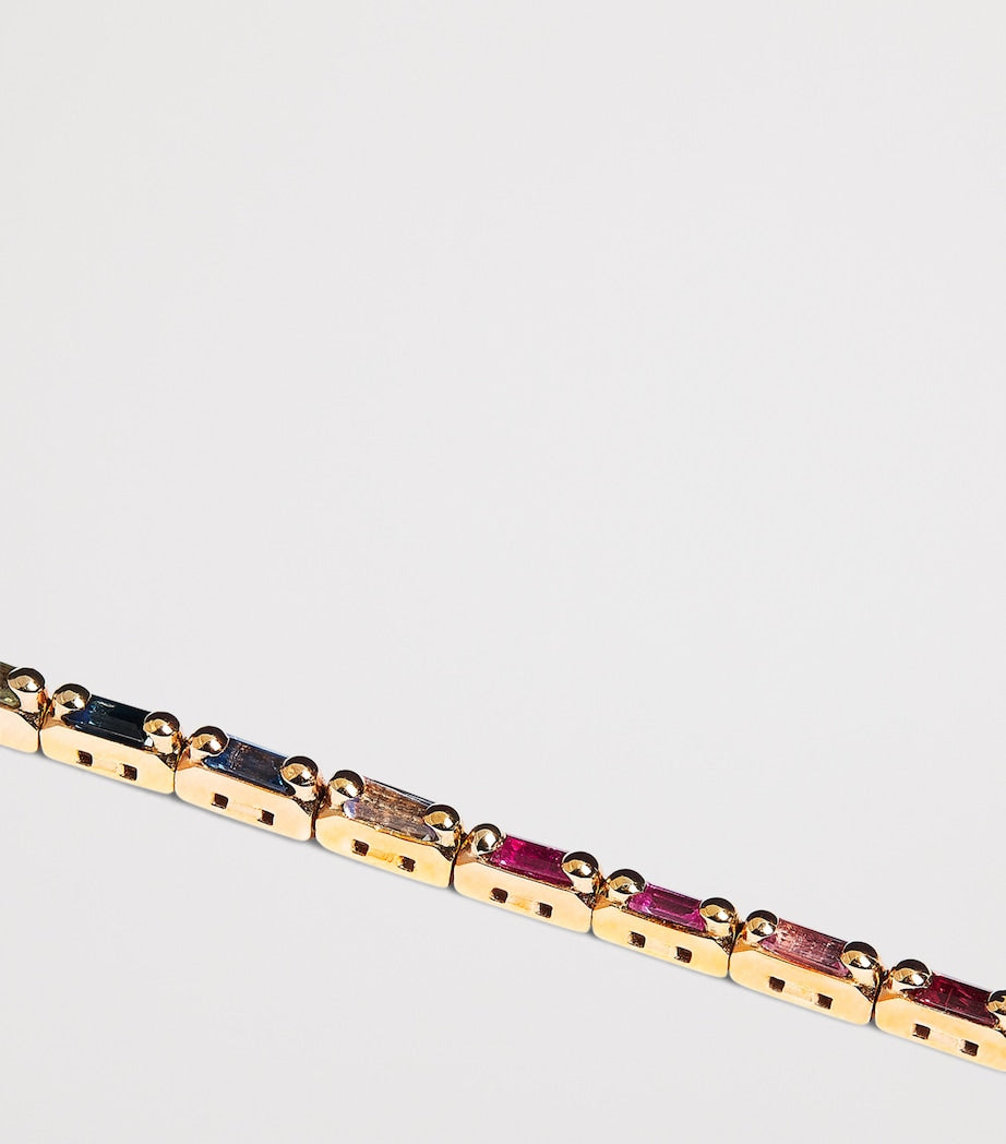 Suzanne Kalan rose gold rainbow sapphire tennis bracelet (British brand)