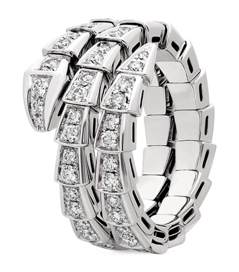 Bvlgari Serpenti Viper ring in white gold and diamonds, UK version