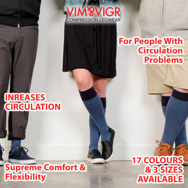 VIM&VIGR wide cotton graduated compression socks - British product