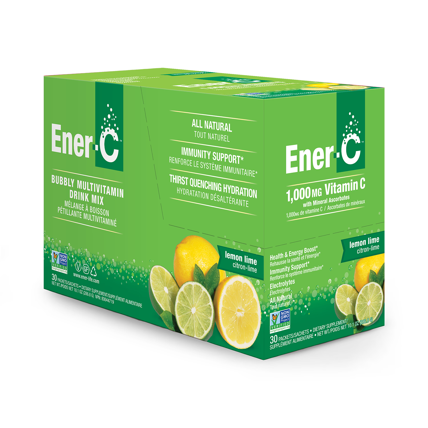Ener-C lemon lime effervescent vitamin drink mix 30 sachets, imported from the UK