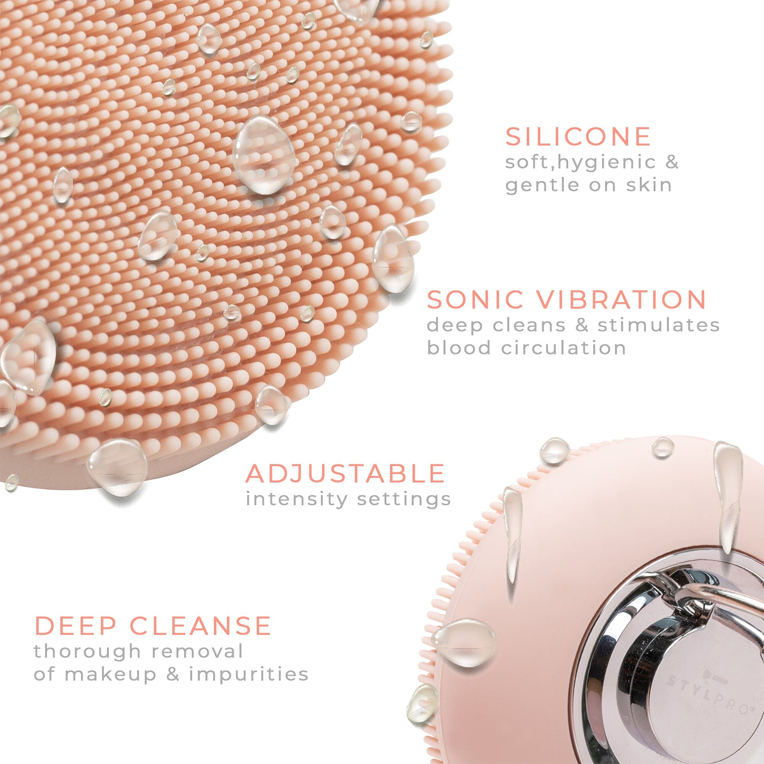 Stylpro sonic facial cleansing device with silicone bristles, UK version
