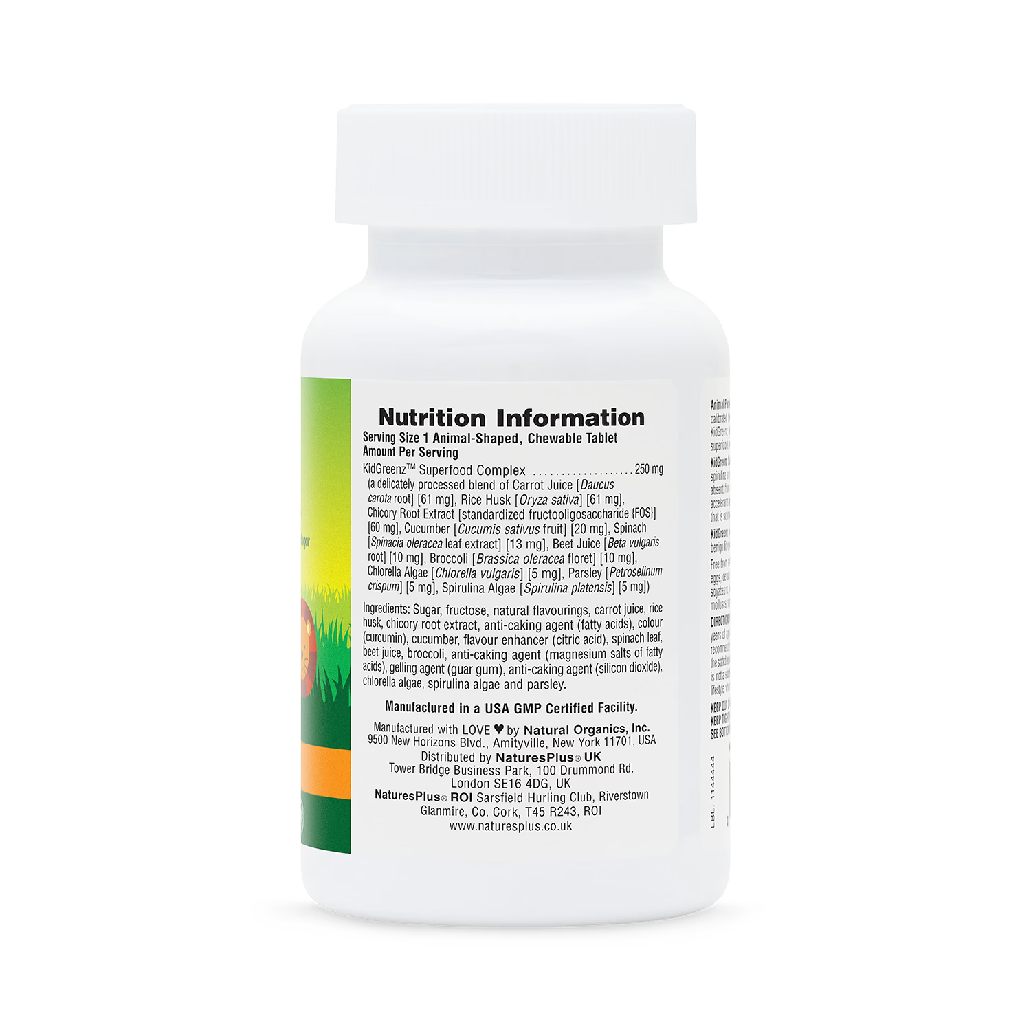 NaturesPlus KidGreenz tropical fruit 90 chewables - British product