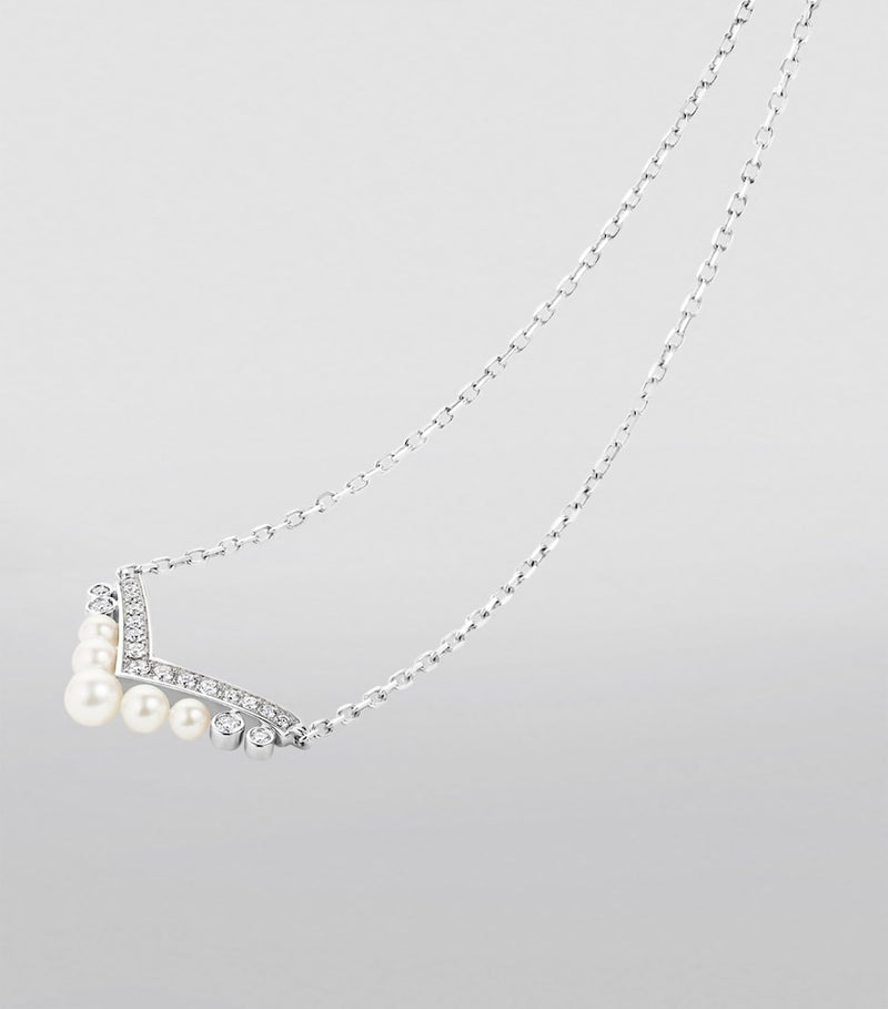 Chaumet pendant necklace diamond and pearl, imported from the UK