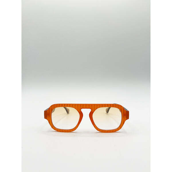 SVNX Retro Ribbed Navigator sunglasses orange grey (British brand)