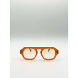 SVNX Retro Ribbed Navigator sunglasses orange grey (British brand)