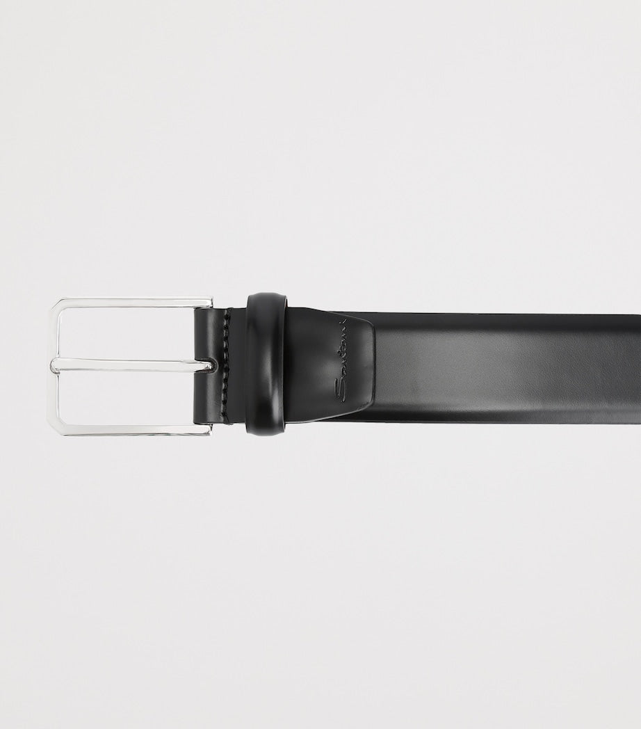 Santoni leather belt square buckle 3.5cm (British brand)