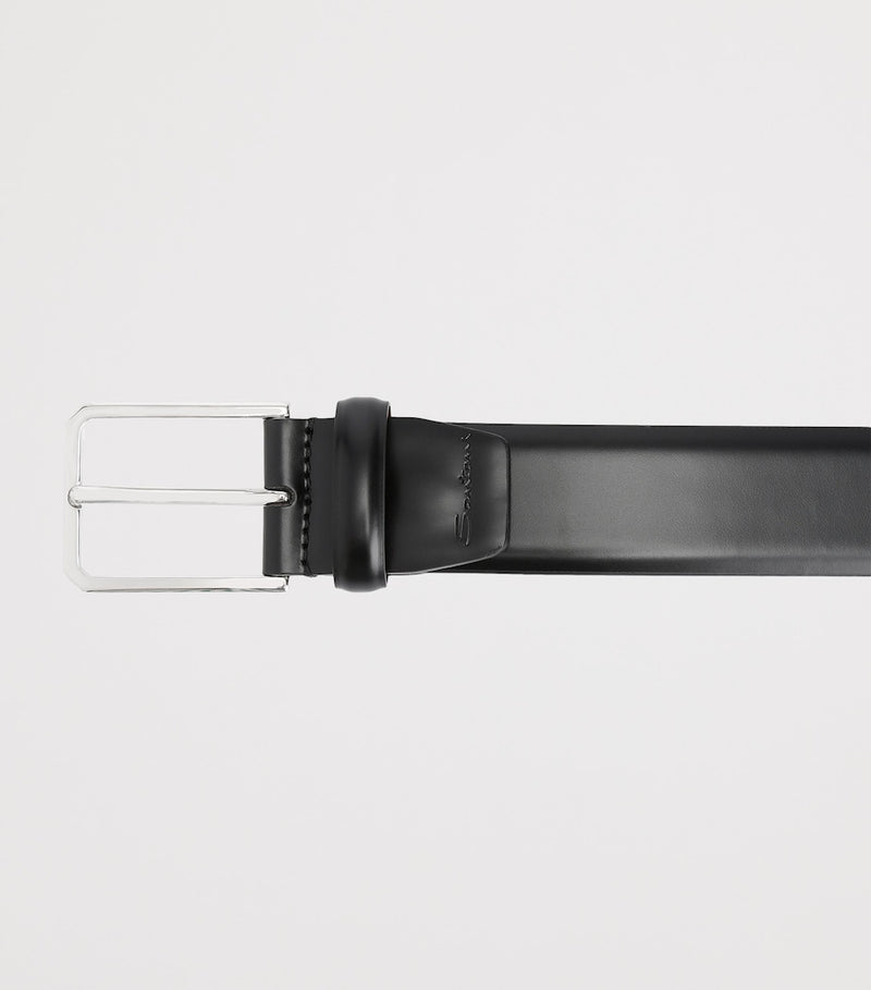 Santoni leather belt square buckle 3.5cm (British brand)