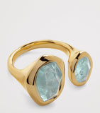 Monica Vinader gold vermeil aquamarine open ring, UK version