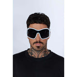 SVNX square oversized mask sunglasses white black, imported from the UK