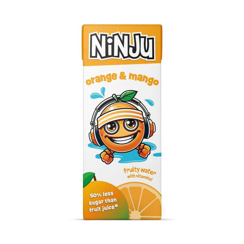 Ninju Orange & Mango vitamin water 200ml, imported from the UK