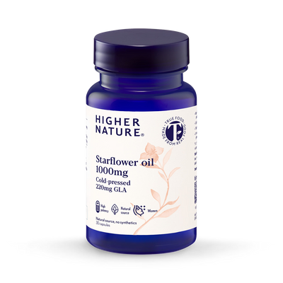Holland & Barrett Higher Nature True Food Starflower Oil 1000mg With 220mg GLA Supplement 30 Capsules- Buy online at McGrocer