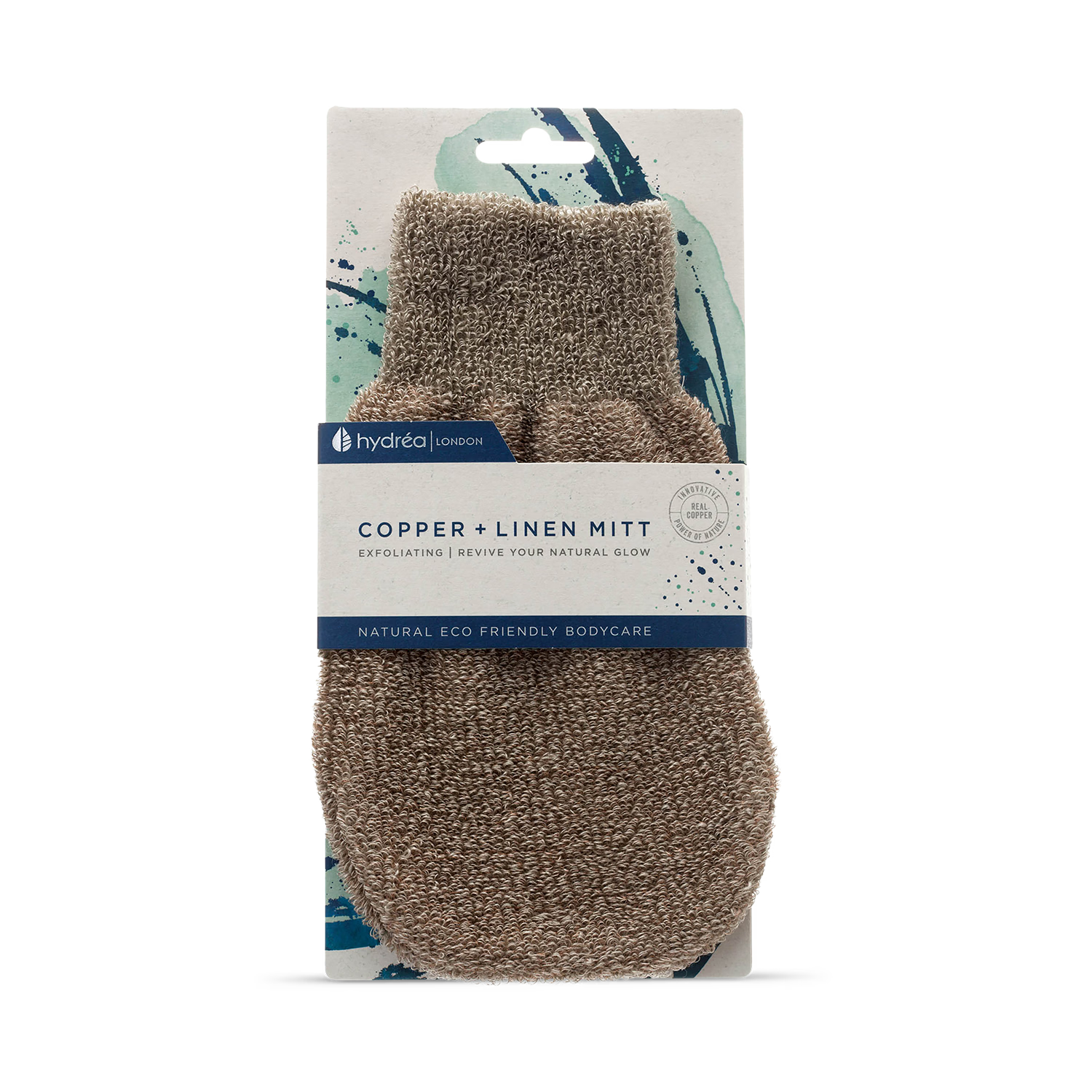 Hydrea London copper linen exfoliating mitt - British product