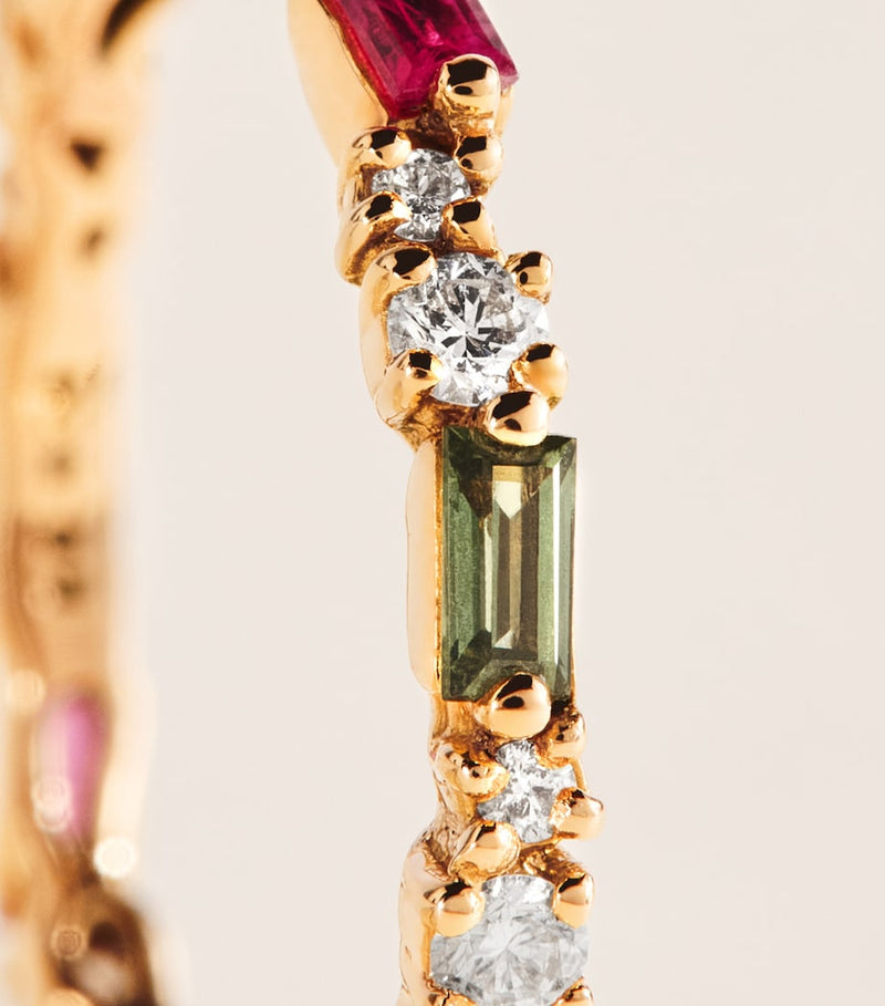 Suzanne Kalan rose gold eternity ring with rainbow sapphires and diamonds, UK version