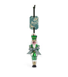 Glittery Resin Christmas Decoration with Velvet Ribbon 14cm x 6cm