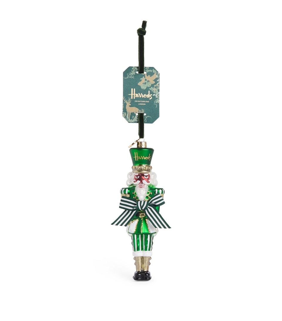 Glass-Blown Nutcracker Tree Decoration with Hanging Loop, 16.5cm Height