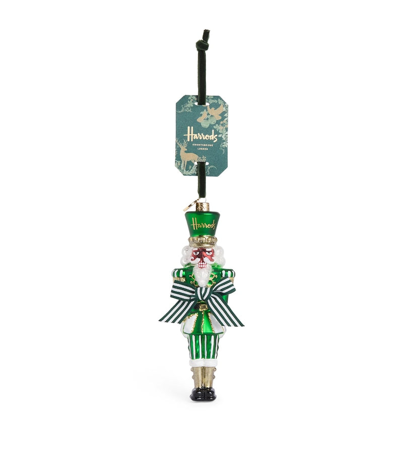 Glass-Blown Nutcracker Tree Decoration with Hanging Loop, 16.5cm Height