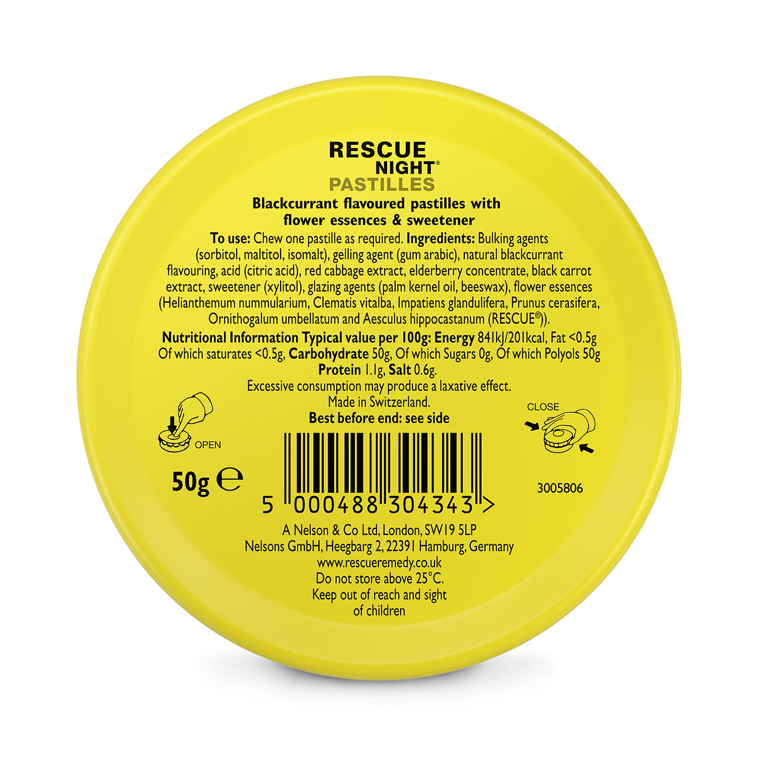 Rescue Remedy Night pastilles blackcurrant flavoured 50g - British product